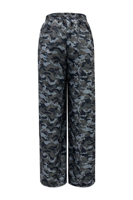 Camouflage Elastic Waist Wide Leg Pants - S. M. & Co.