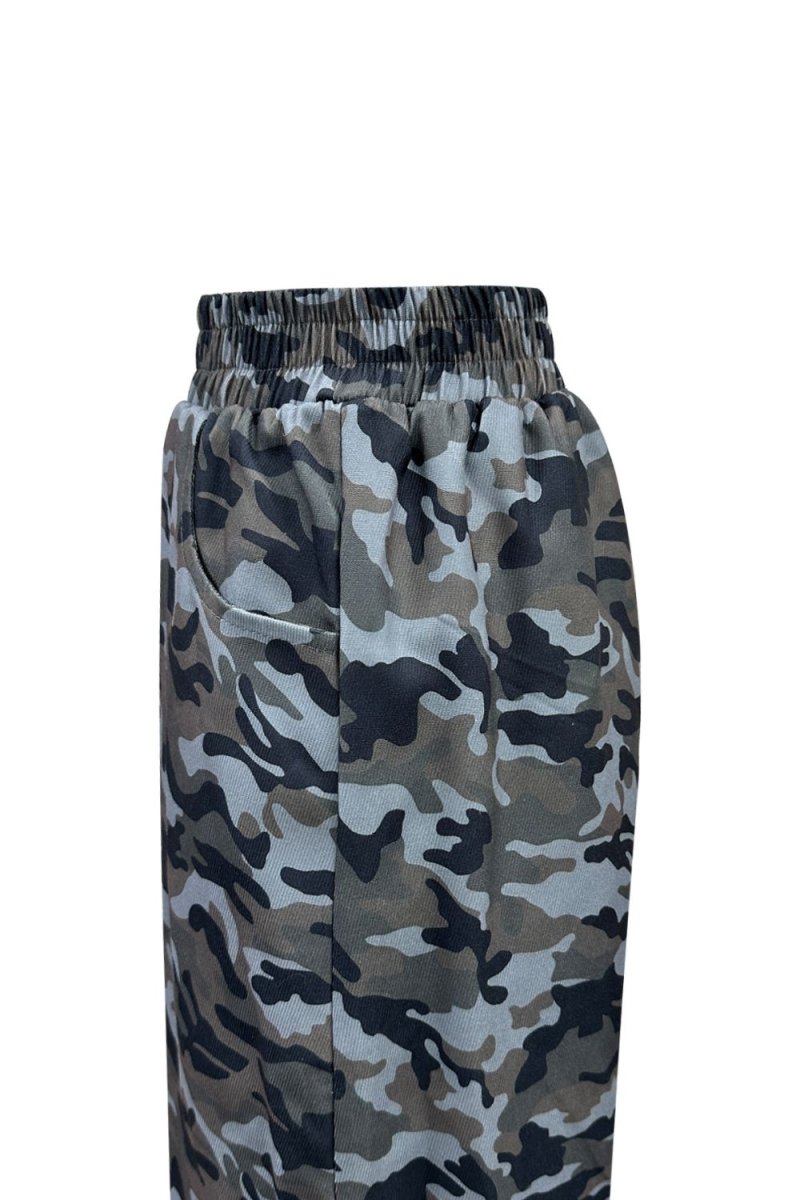 Camouflage Elastic Waist Wide Leg Pants - S. M. & Co.