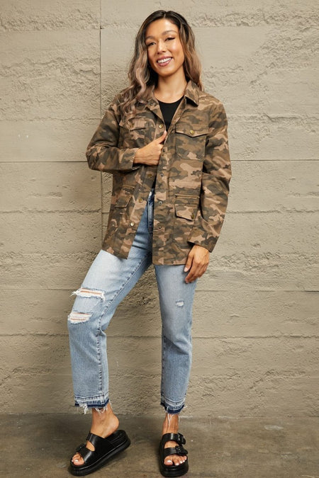 Camouflage Snap Down Jacket - S. M. & Co.