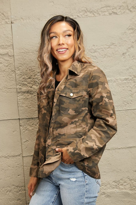 Camouflage Snap Down Jacket - S. M. & Co.