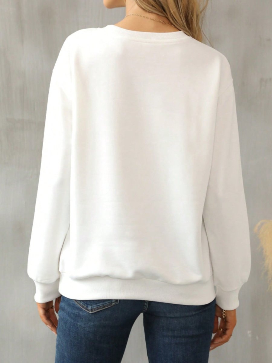 Cat Round Neck Long Sleeve Sweatshirt - S. M. & Co.