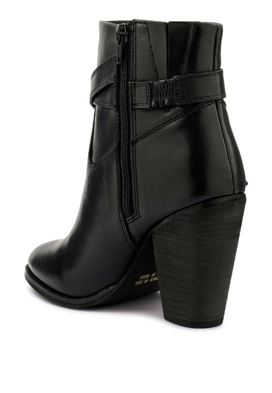 CAT-TRACK Leather Heeled Ankle Boots - S. M. & Co. Ankle Boots