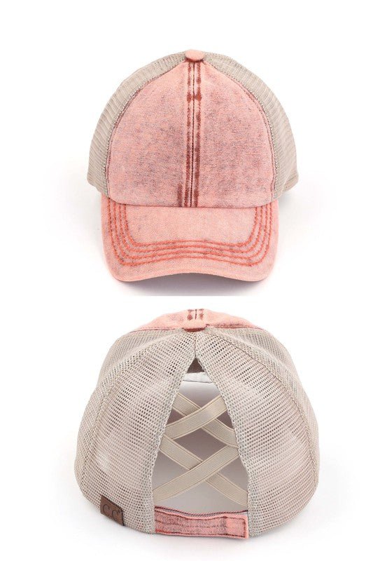 CC Washed Denim Criss Cross Cap - S. M. & Co. Criss Cross Cap