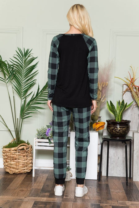 Celeste Plaid Long Sleeve T-Shirt with Pockets - S. M. & Co. T-Shirt