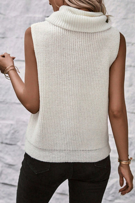 Central Seam Turtleneck Sleeveless Sweater Vest - S. M. & Co.