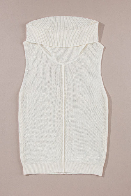 Central Seam Turtleneck Sleeveless Sweater Vest - S. M. & Co.