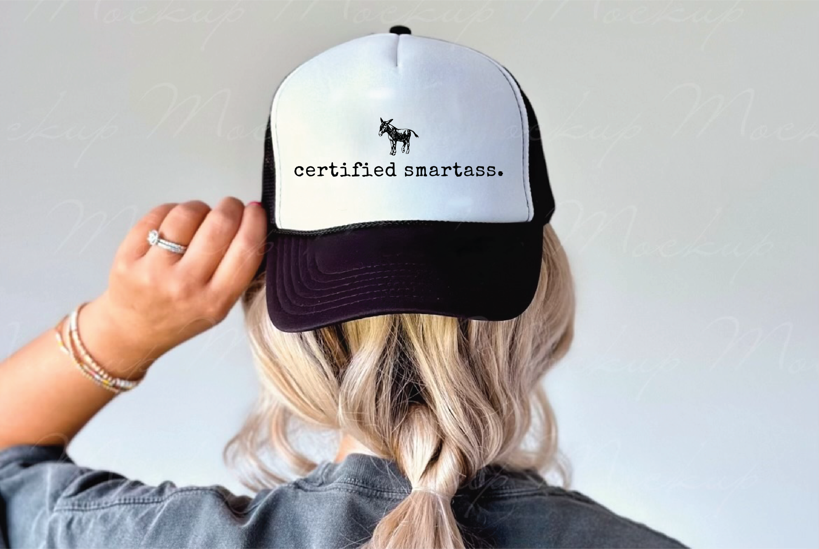 Certified Smarta$$- UNISEX BLACK AND WHITE Trucker Hat