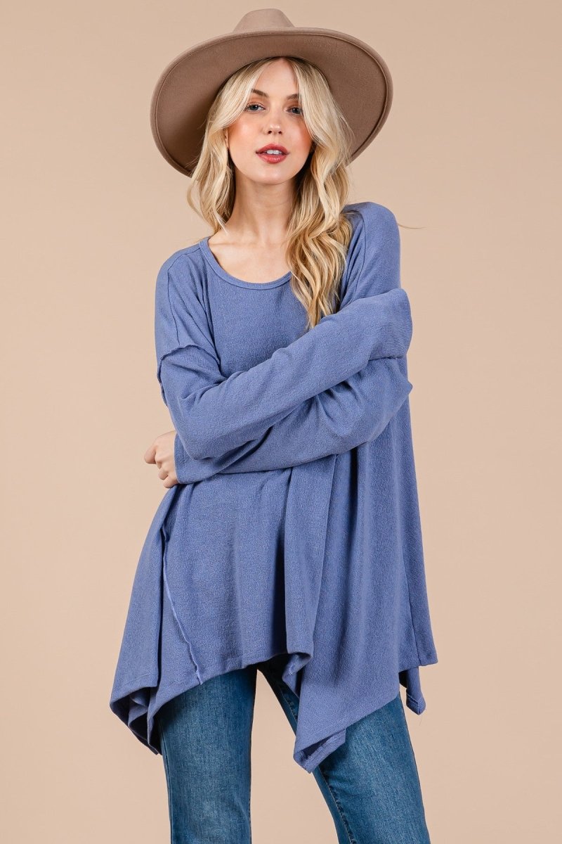 Ces Femme Asymmetrical Long Sleeve top - S. M. & Co.