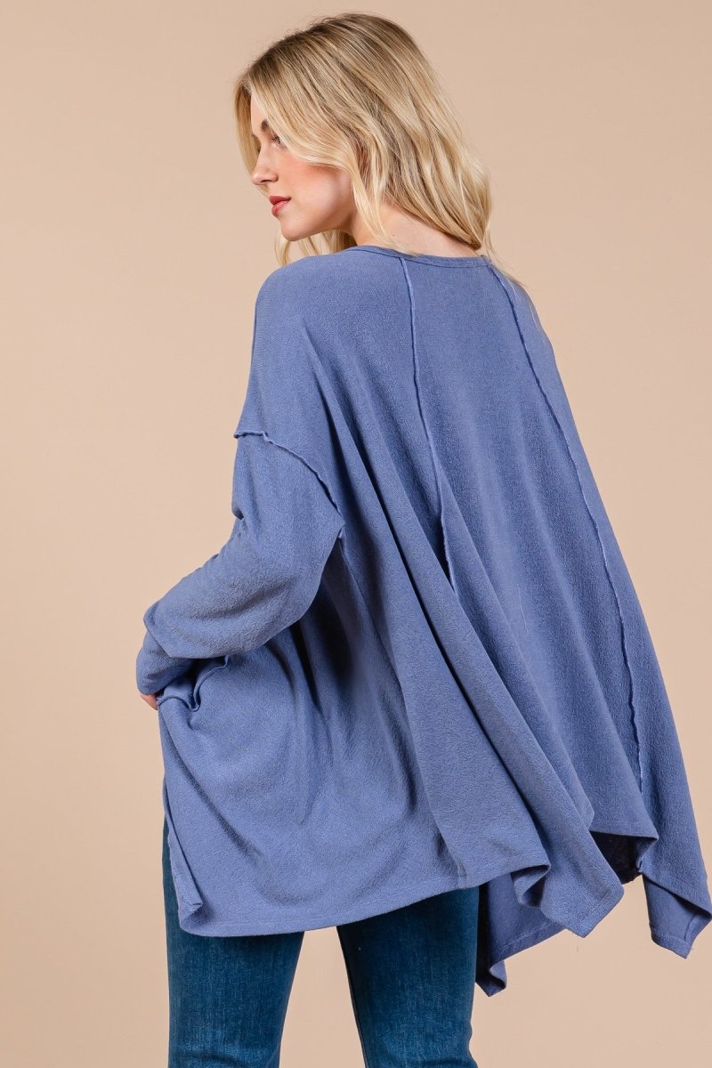 Ces Femme Asymmetrical Long Sleeve top - S. M. & Co.