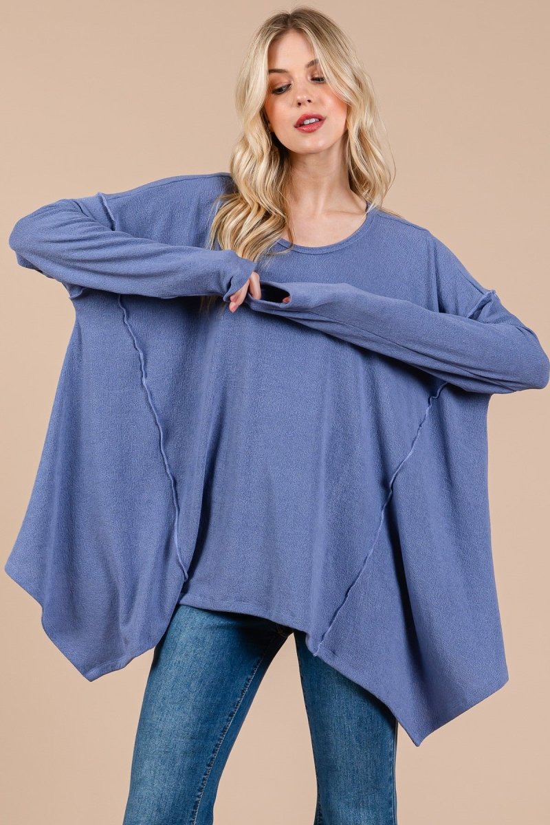 Ces Femme Asymmetrical Long Sleeve top - S. M. & Co.