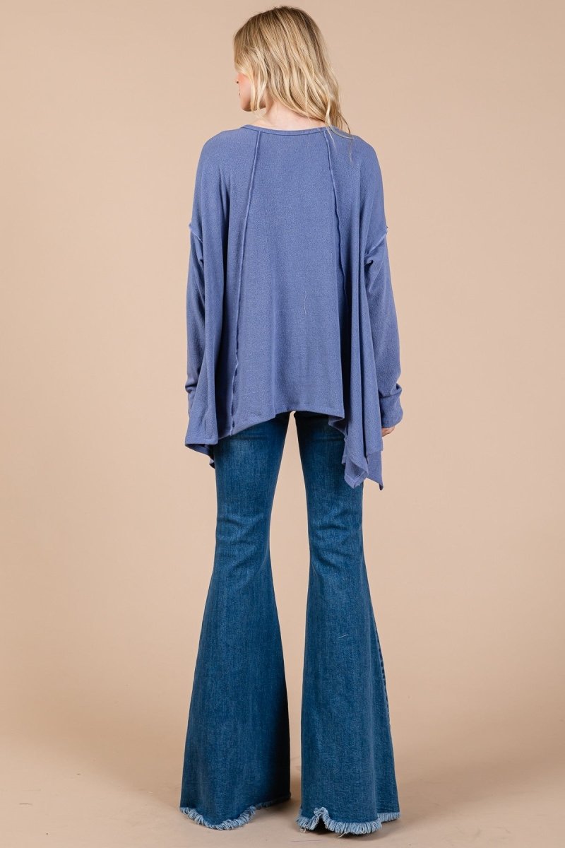 Ces Femme Asymmetrical Long Sleeve top - S. M. & Co.