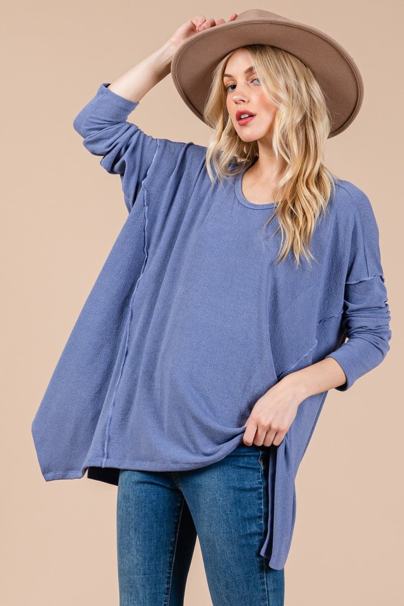 Ces Femme Asymmetrical Long Sleeve top - S. M. & Co.