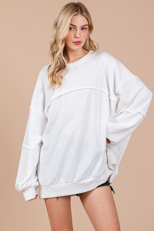 Ces Femme Exposed Seam Long Sleeve Sweatshirt - S. M. & Co.