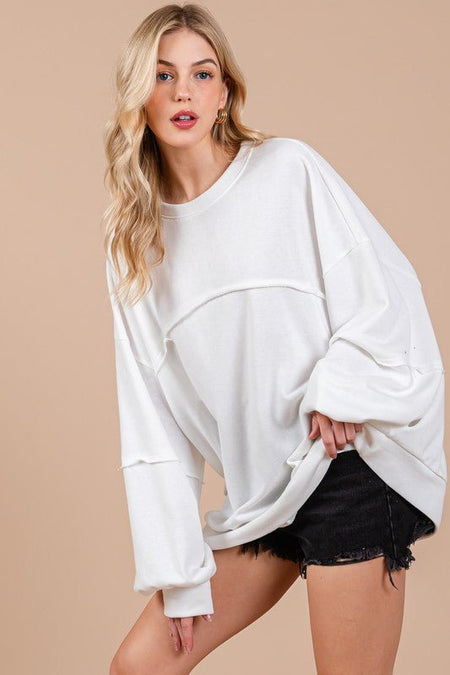 Ces Femme Exposed Seam Long Sleeve Sweatshirt - S. M. & Co.