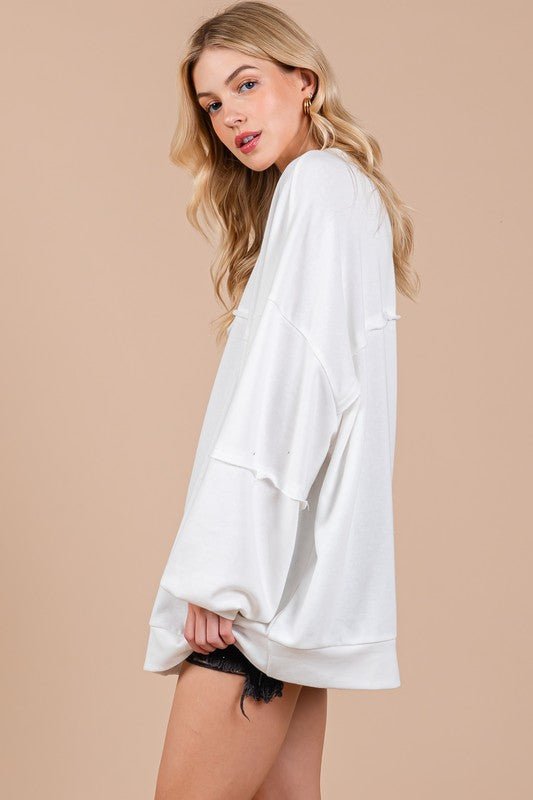 Ces Femme Exposed Seam Long Sleeve Sweatshirt - S. M. & Co.