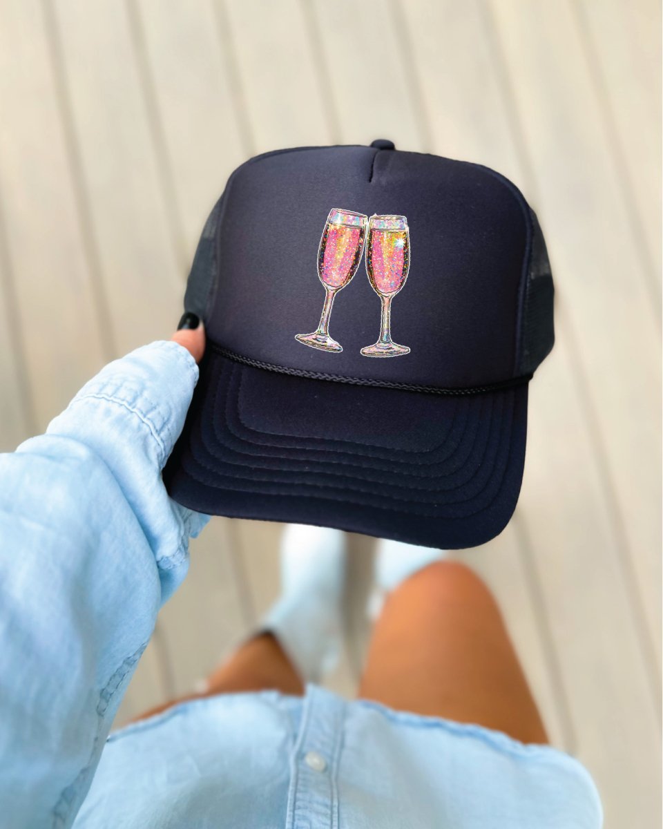 Champagne Glasses Trucker HAT - S. M. & Co.