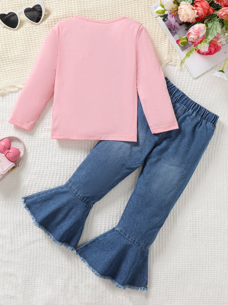 Children's Round Neck Graphic Top and Pants Set - S. M. & Co.