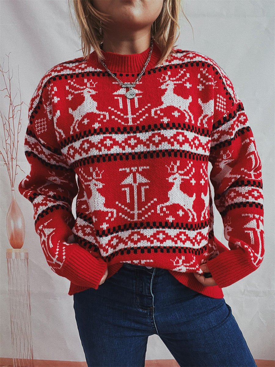 Christmas Element Dropped Shoulder Sweater - S. M. & Co.