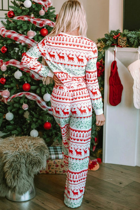 Christmas Element Round Neck Top and Pants Lounge Set - S. M. & Co.