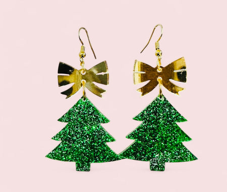 Christmas Tree Bow Earrings - S. M. & Co.