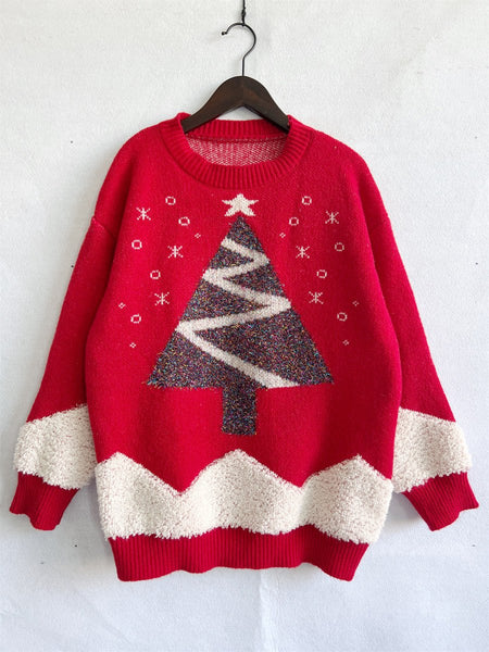 Christmas Tree Graphic Dropped Shoulder Sweater - S. M. & Co.