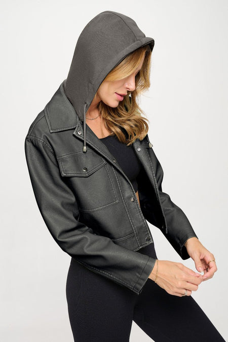 Coalition LA Snap Down Cropped Hooded Jacket - S. M. & Co.