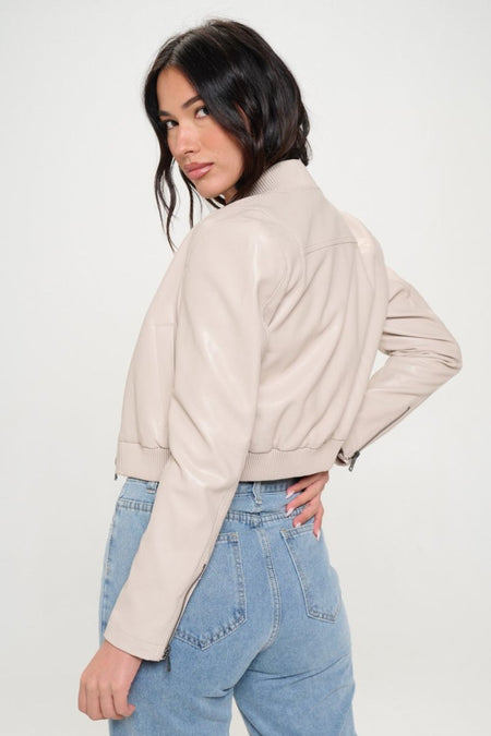 Coalition LA Zip Up Cropped Bomber Jacket - S. M. & Co. Bomber Jacket