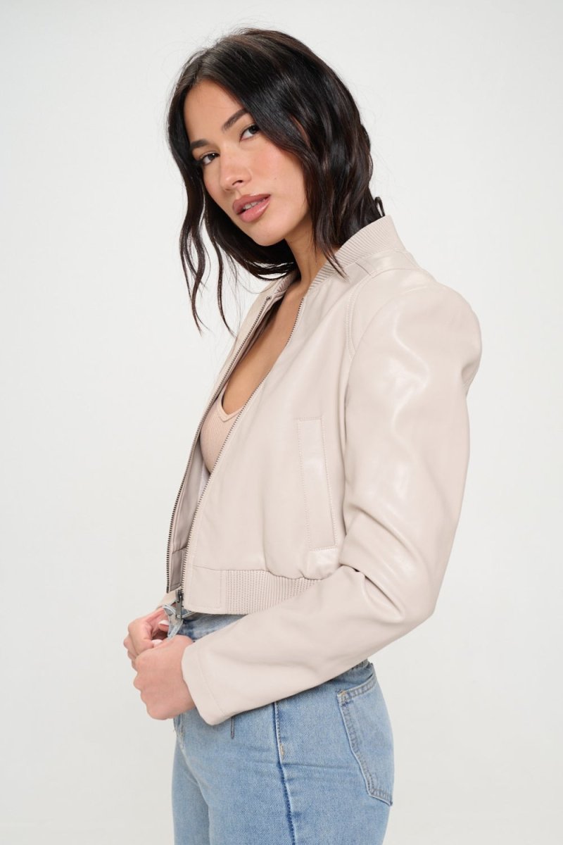 Coalition LA Zip Up Cropped Bomber Jacket - S. M. & Co. Bomber Jacket