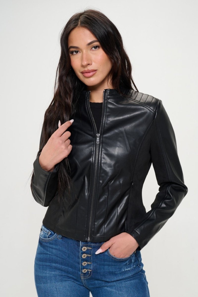 Coalition LA Zip Up Vegan Moto Jacket - S. M. & Co. Leather Vegan Moto Jacket