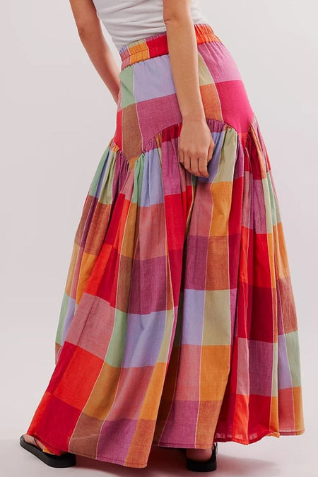 Color Block Elastic Waist Maxi Skirt - S. M. & Co.