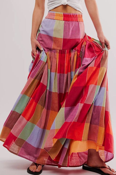 Color Block Elastic Waist Maxi Skirt - S. M. & Co.