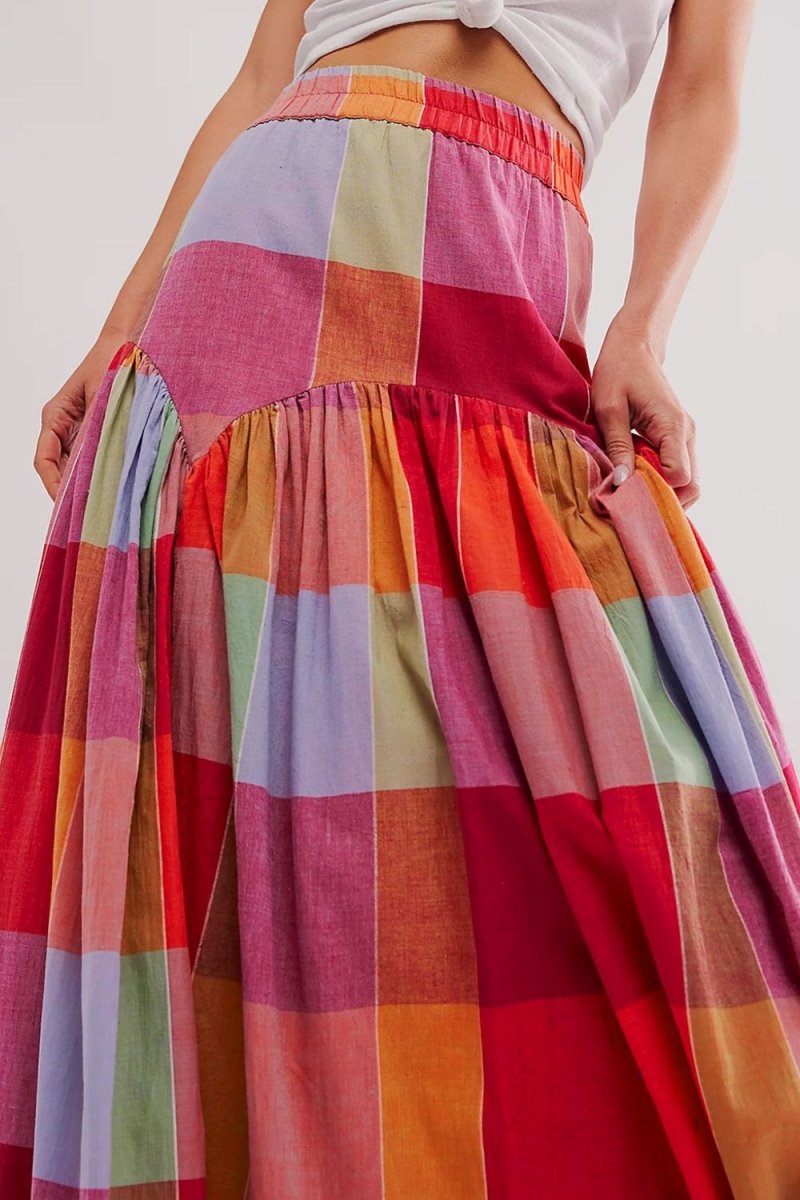 Color Block Elastic Waist Maxi Skirt - S. M. & Co.