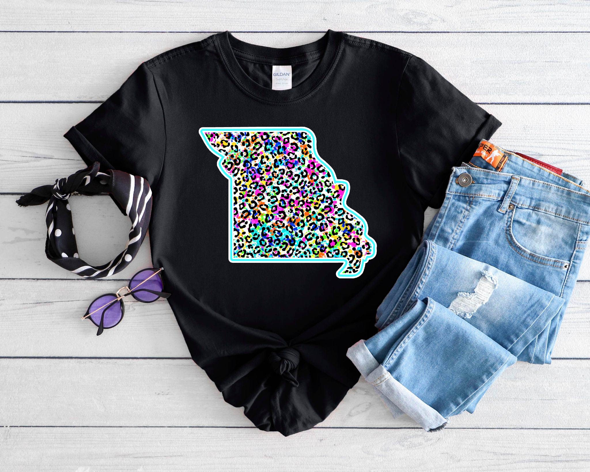 Colorful Leopard Missouri - S. M. & Co. T-Shirts