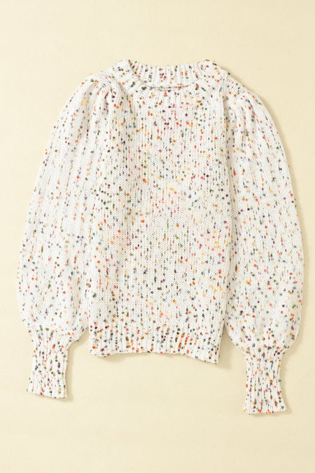 Confetti Round Neck Long Sleeve Sweater - S. M. & Co.