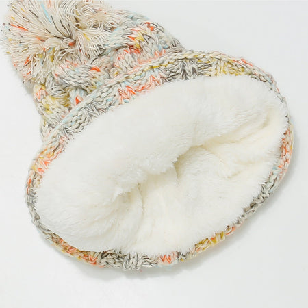 Contrast Cable - Knit Hat with Pompom - S. M. & Co.