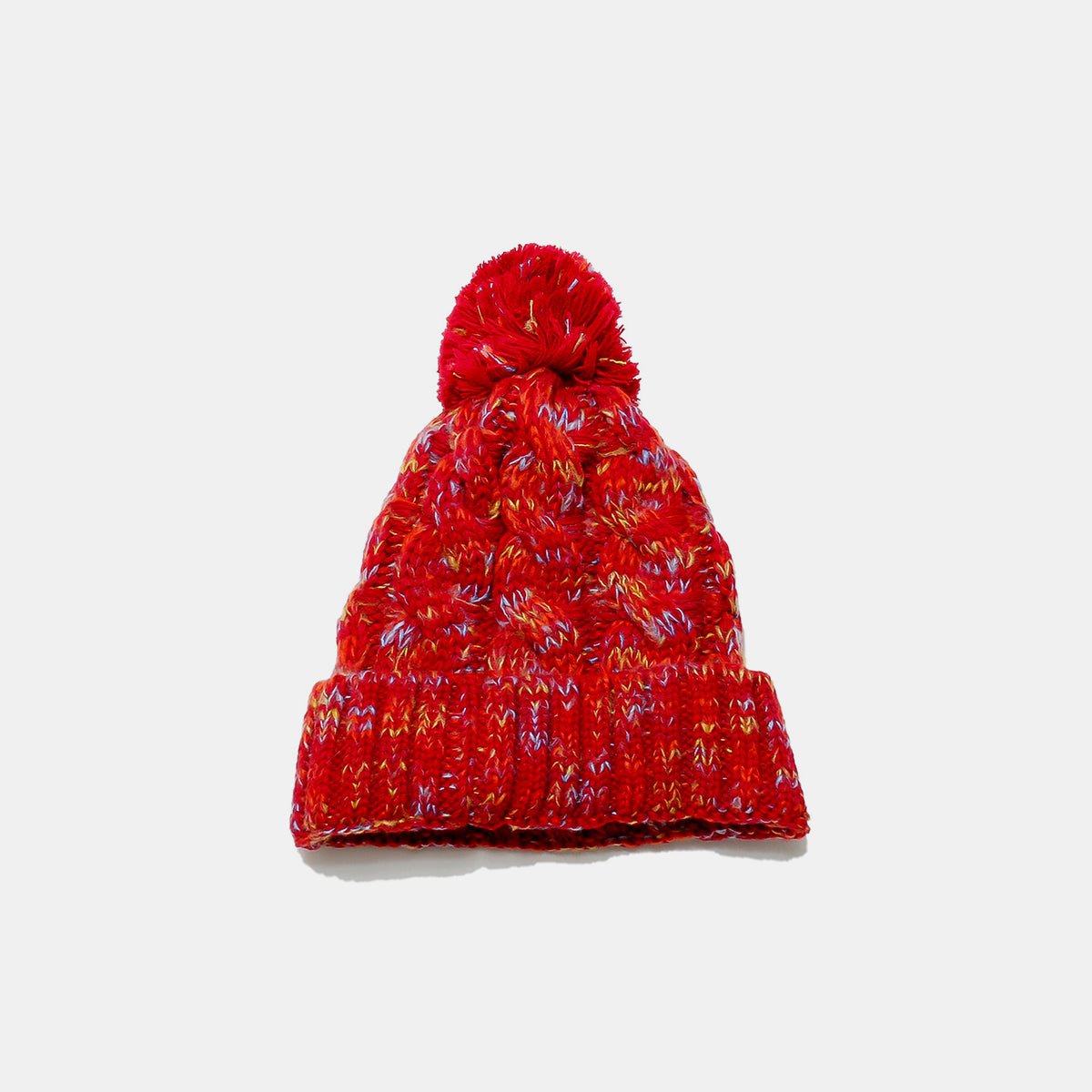 Contrast Cable - Knit Hat with Pompom - S. M. & Co.