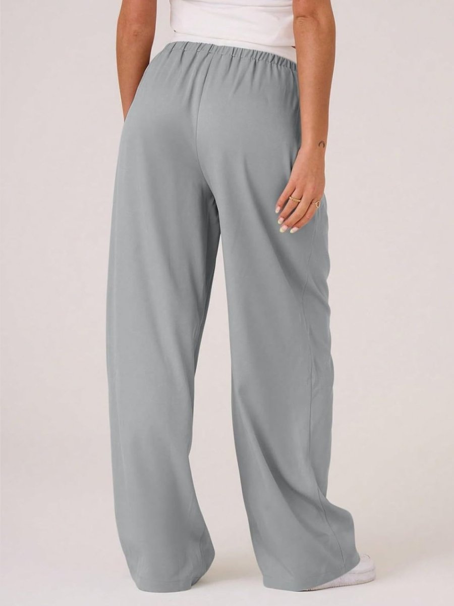 Contrast Waistband Drawstring Wide Leg Pants - S. M. & Co.