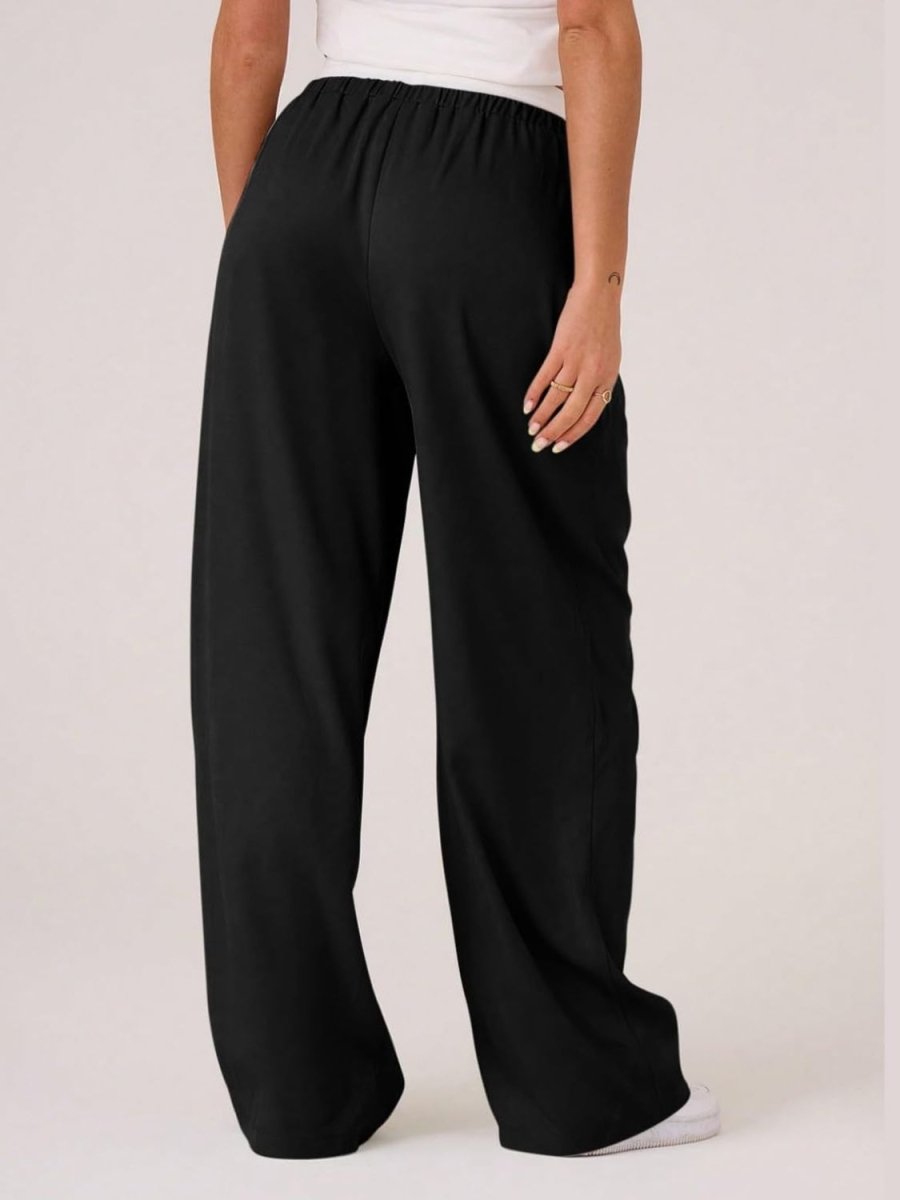 Contrast Waistband Drawstring Wide Leg Pants - S. M. & Co.