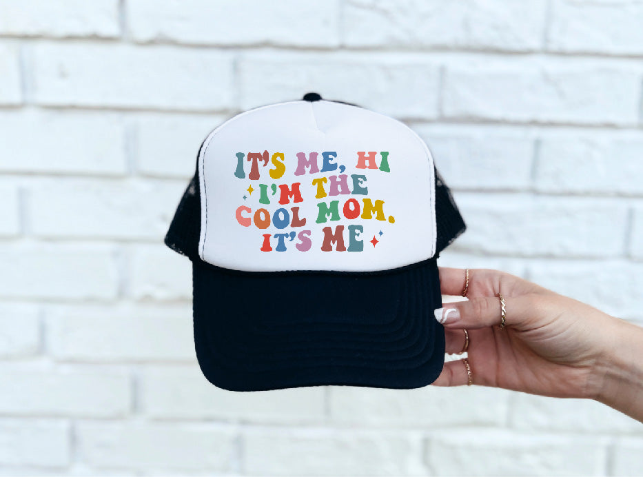 Cool Mom DTF Printed Black & White Trucker Hat - S. M. & Co. Shirts & Tops