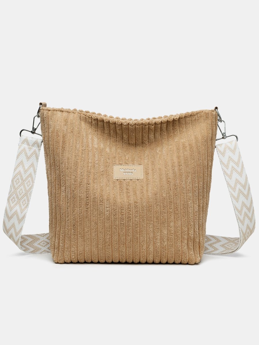 Corduroy Solid Color Crossbody with Removable Strap - S. M. & Co.