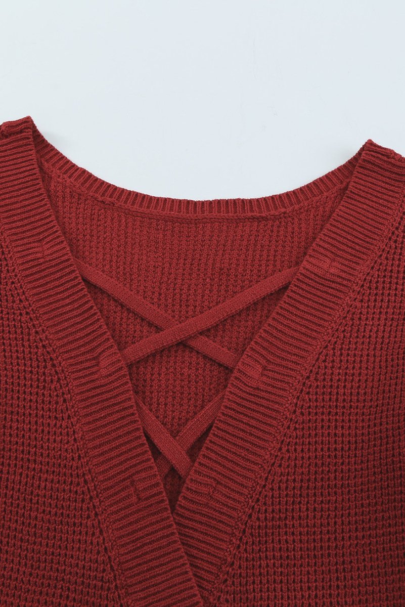 Crisscross Back Boat Neck Sweater - S. M. & Co.