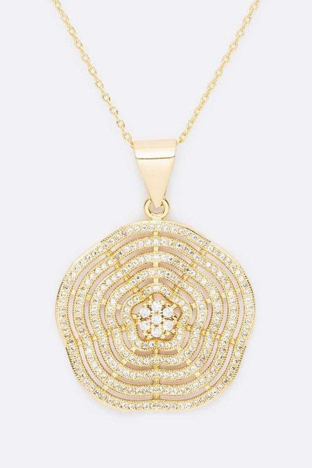 Cubic Zirconia Wavy Pendant Necklace Set - S. M. & Co. Necklace