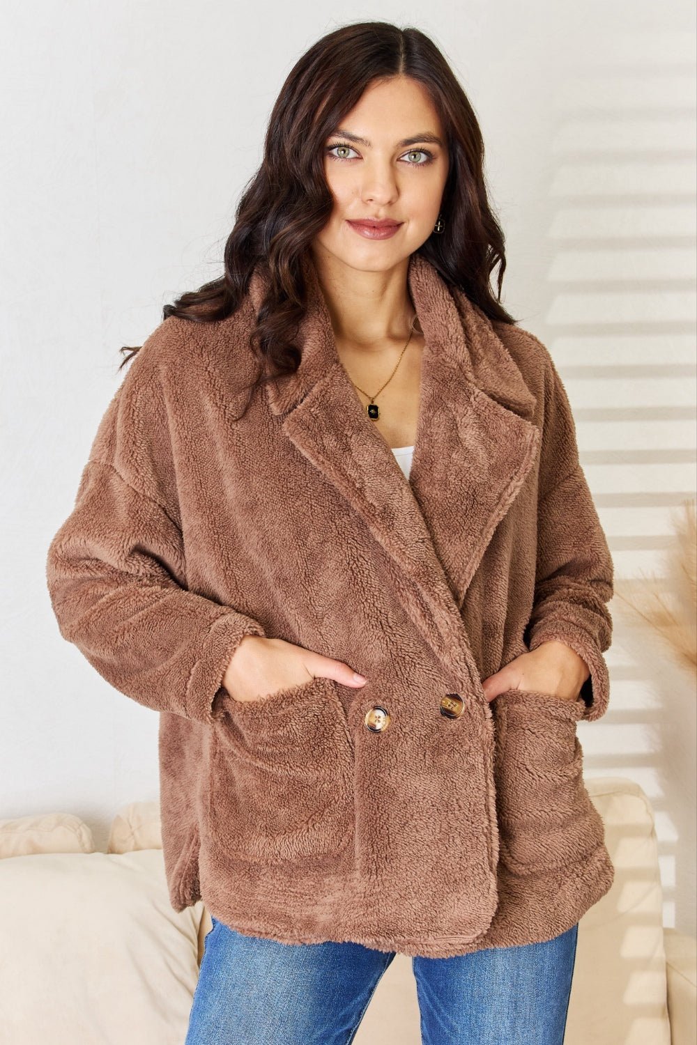 Culture Code Double Breasted Fuzzy Coat - S. M. & Co. Coat