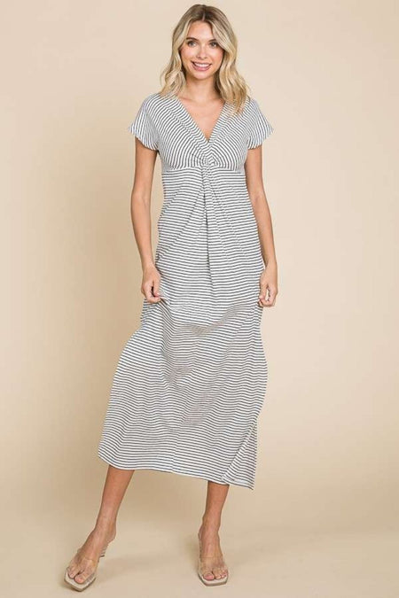 Culture Code Full Size Striped Twisted Detail Dress - S. M. & Co.