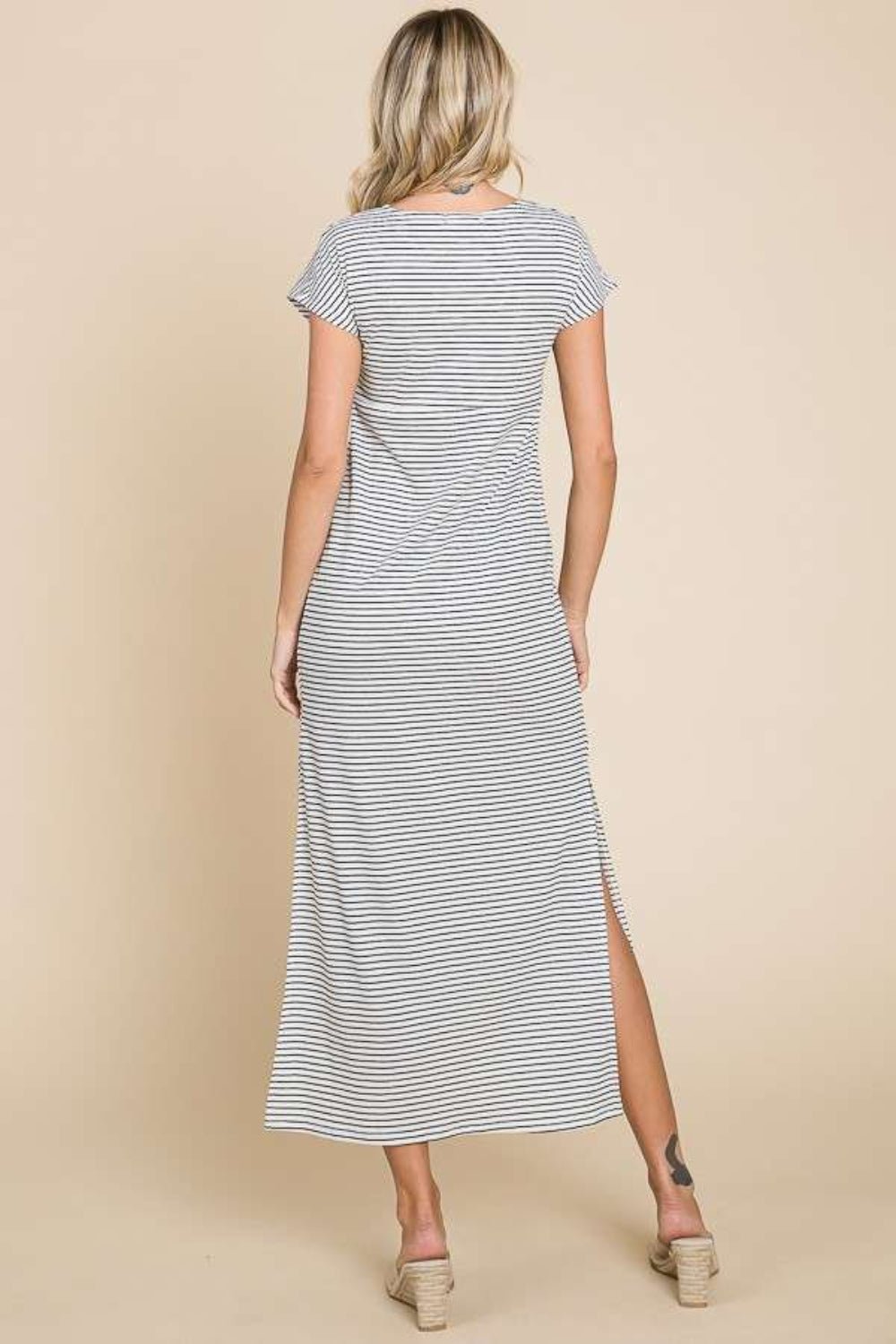 Culture Code Full Size Striped Twisted Detail Dress - S. M. & Co.