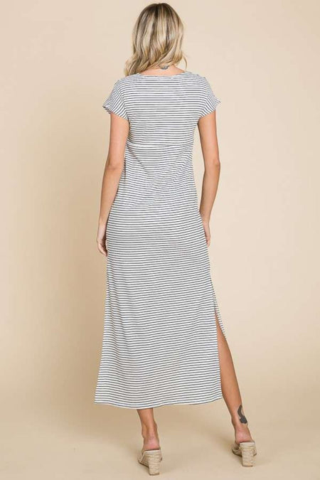 Culture Code Full Size Striped Twisted Detail Dress - S. M. & Co.