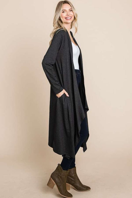 Culture Code Open Front Longline Cover Up with Pockets - S. M. & Co. Cover-up