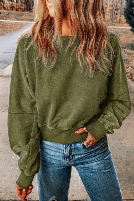 Cutout Round Neck Long Sleeve Sweatshirt - S. M. & Co.