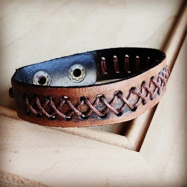 Dark Brown Vinatge Cuff X pattern - S. M. & Co. Bracelet