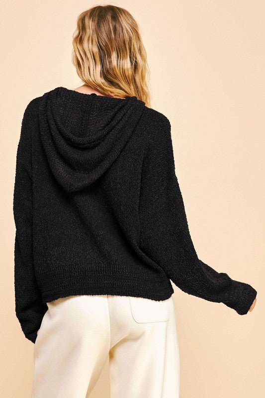 Davi & Dani Drop Shoulder Long Sleeve Hooded Sweater - S. M. & Co.